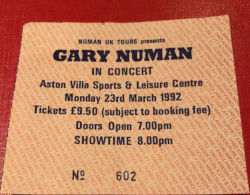Gary Numan Aston Villa Sports Centre Ticket